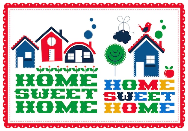 Vector ilustración de insignia de hogar dulce hogar con hermoso diseño de casa