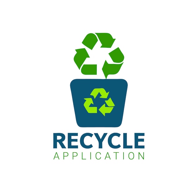 Ilustración de la insignia del logotipo del icono vectorial reciclado
