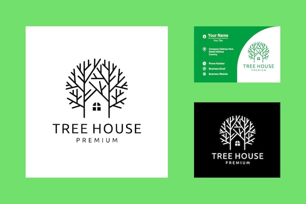 Ilustración de la inspiración de la plantilla de diseño del vector del logotipo del icono de la casa del árbol