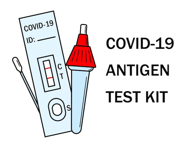 Ilustración de instrucciones del kit de prueba rápida de antígeno atk covid Prueba exprés de PCR personal epidémica de Omicron