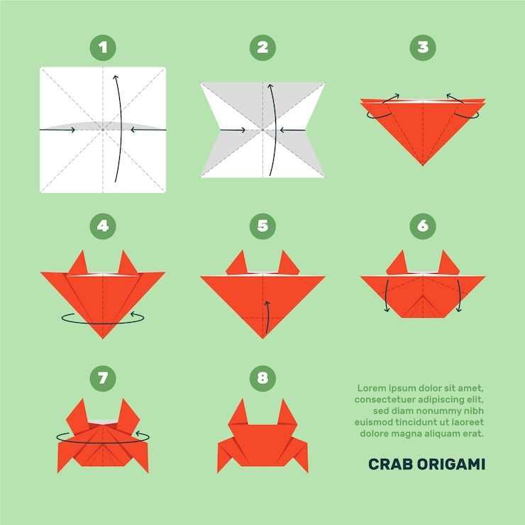Vector ilustración de instrucciones de origami dibujado a mano