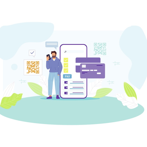 Ilustración de interacción vibrante con el teléfono inteligente Iconos de aplicaciones cotidianas