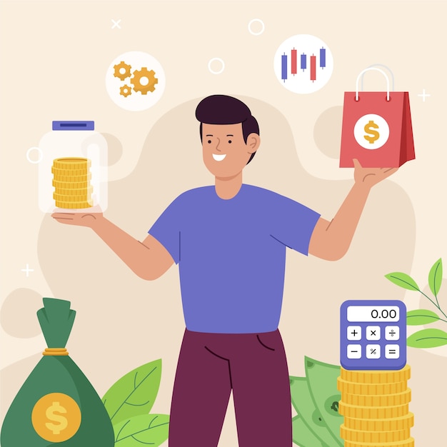 Ilustración de intercambio económico dibujada a mano