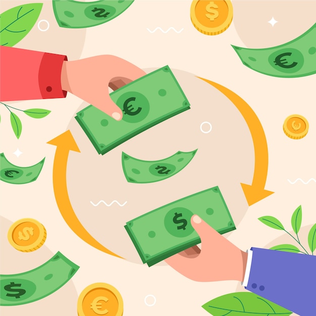 Ilustración de intercambio económico dibujada a mano