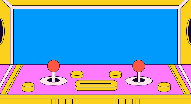 Ilustración de la interfaz de la máquina de arcade retro fondo dibujado a mano