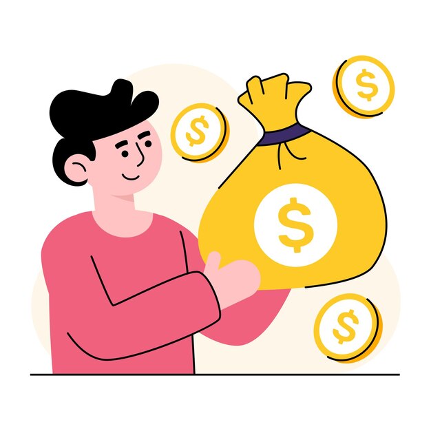 Ilustración de inversión de dinero vectorial en estilo plano