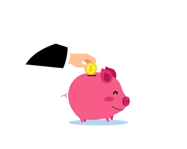 Vector ilustración de invertir ahorrando en una alcancía
