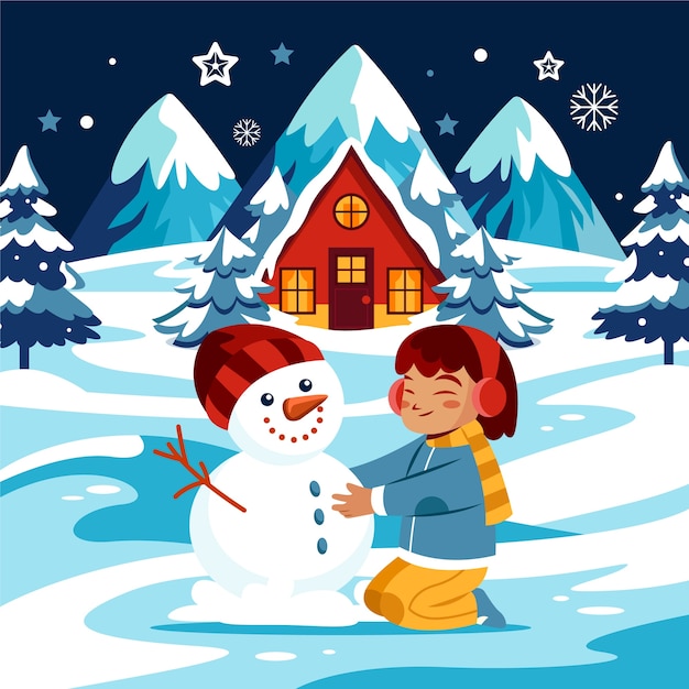 Ilustración de invierno en estilo plano