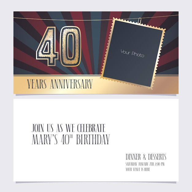 Ilustración de invitación de aniversario de 40 años