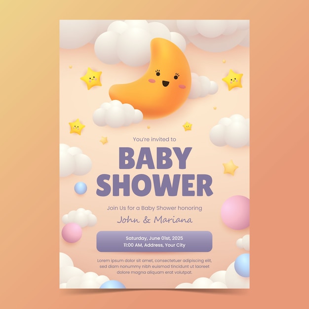 Ilustración de invitación para la ducha de bebé