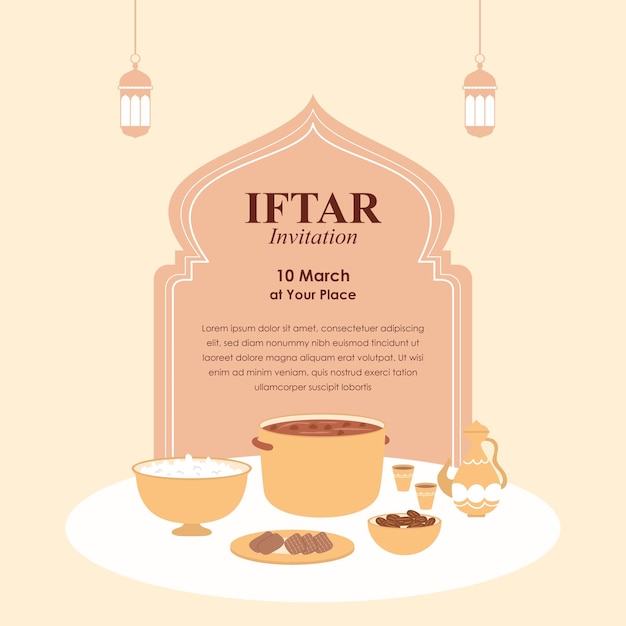 Ilustración de la invitación a la fiesta de Iftar de las redes sociales