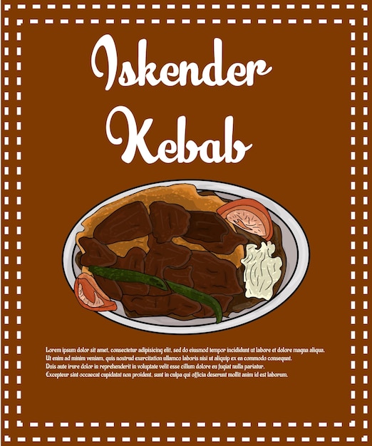 Vector la ilustración de iskender kebab de pavo es deliciosa