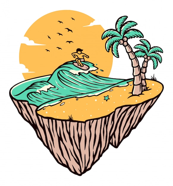Ilustración de la isla de playa