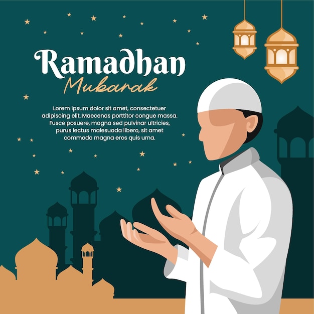 Ilustración islámica plana de ramadán