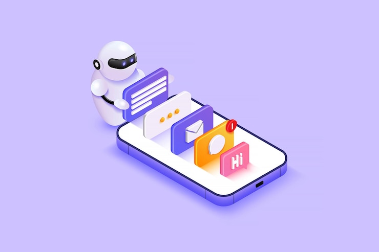 Vector ilustración isométrica 3d moderna de ai chatbot