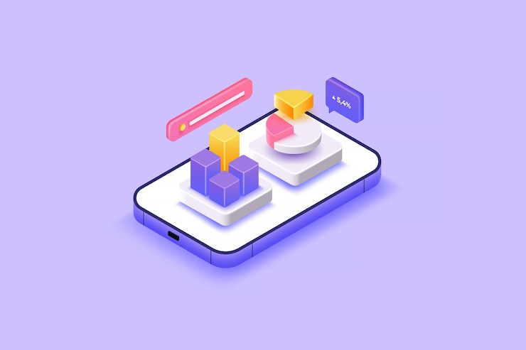 Vector ilustración isométrica 3d moderna del análisis de datos