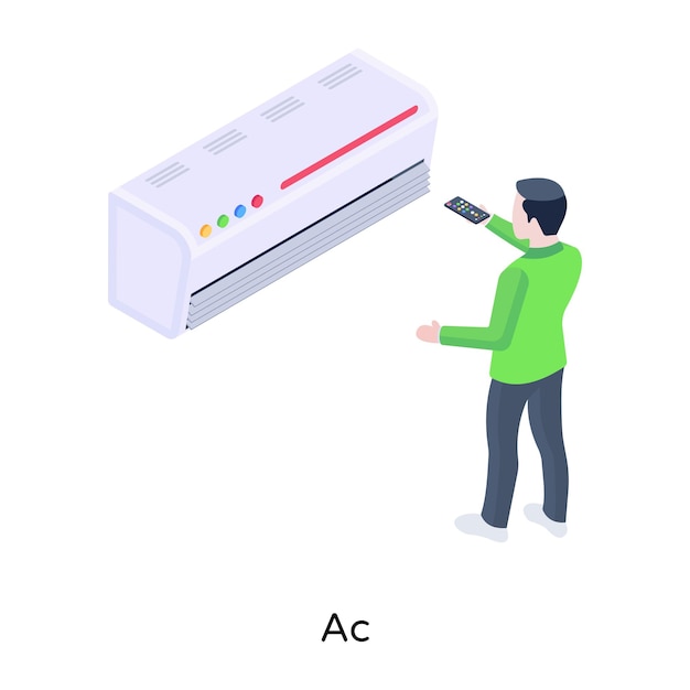 Ilustración isométrica ac con gráficos de alta calidad.