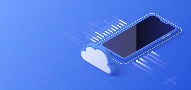 Ilustración isométrica de almacenamiento en la nube Plataforma de servidor de datos Tecnología de servicios informáticos