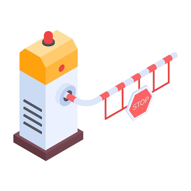 Una ilustración isométrica de una barrera automática.