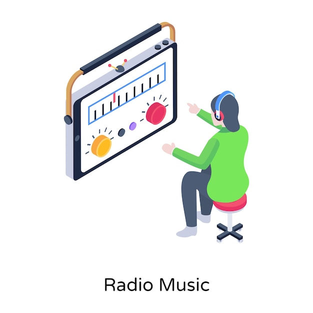 Una ilustración isométrica bien diseñada del controlador de música.