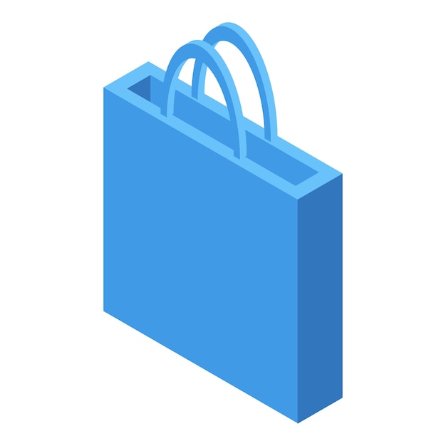 Ilustración isométrica de la bolsa de compras azul de pie