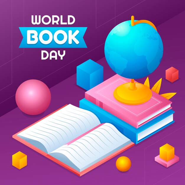 Ilustración isométrica para la celebración del día mundial del libro.