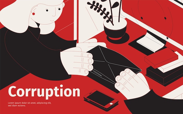 Vector ilustración isométrica de corrupción