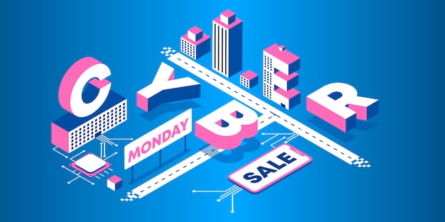 Ilustración isométrica de Cyber Monday Sale