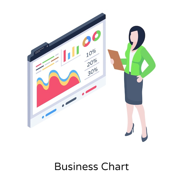 Ilustración isométrica de datos en línea con gráficos perfectos de píxeles