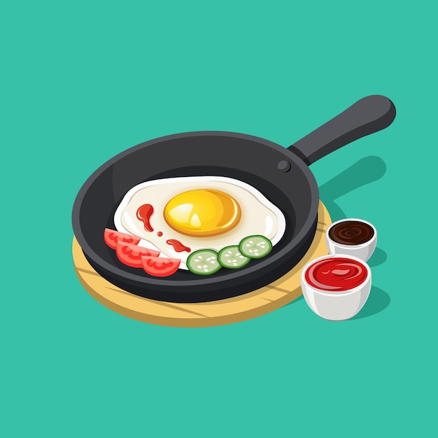 Ilustración isométrica de desayuno saludable y nutritivo