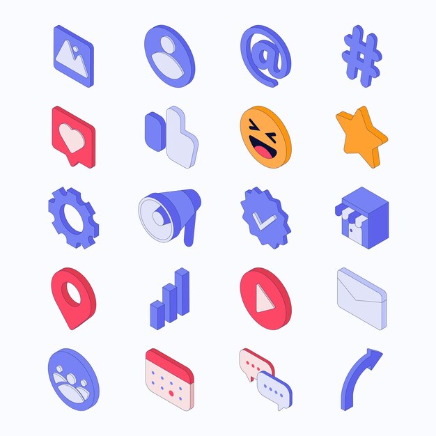 ilustración isométrica del elemento de redes sociales
