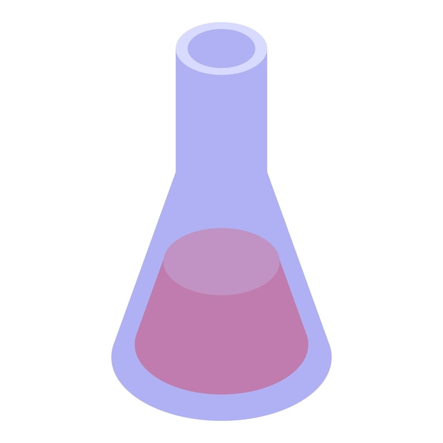 Ilustración isométrica del frasco cónico que contiene sustancia química rosada