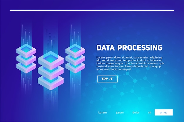 Ilustración isométrica de grandes datos