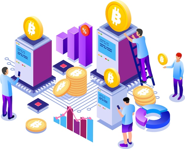 Ilustración isométrica de intercambio de criptomonedas