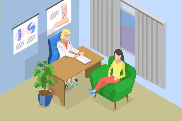 Ilustración isométrica plana vectorial 3D de la vena varicosa