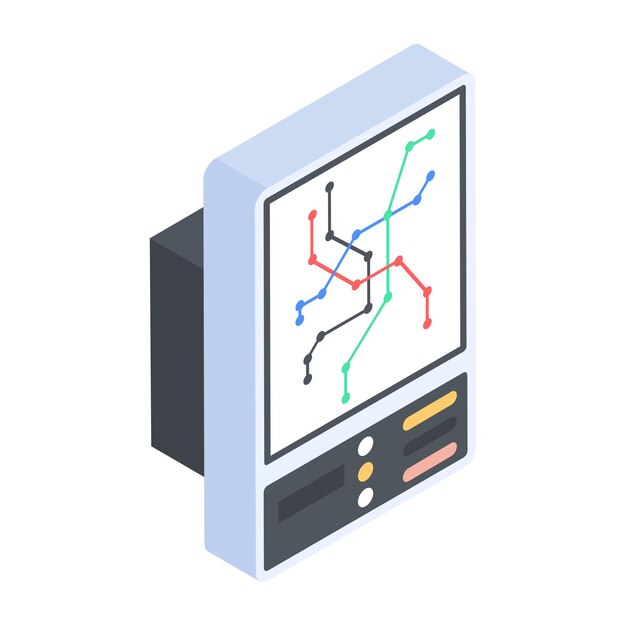 Ilustración isométrica premium de un quiosco de mapas