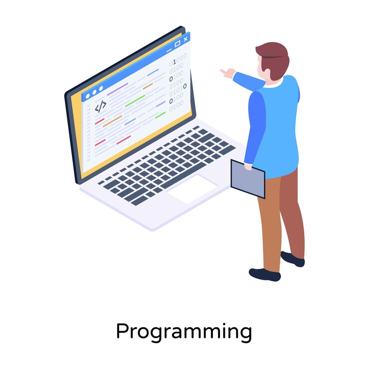 Vector ilustración isométrica de programación de procesos de desarrollo de software.