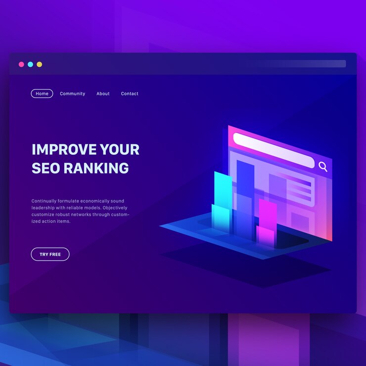 Vector ilustración isométrica para el ranking de seo