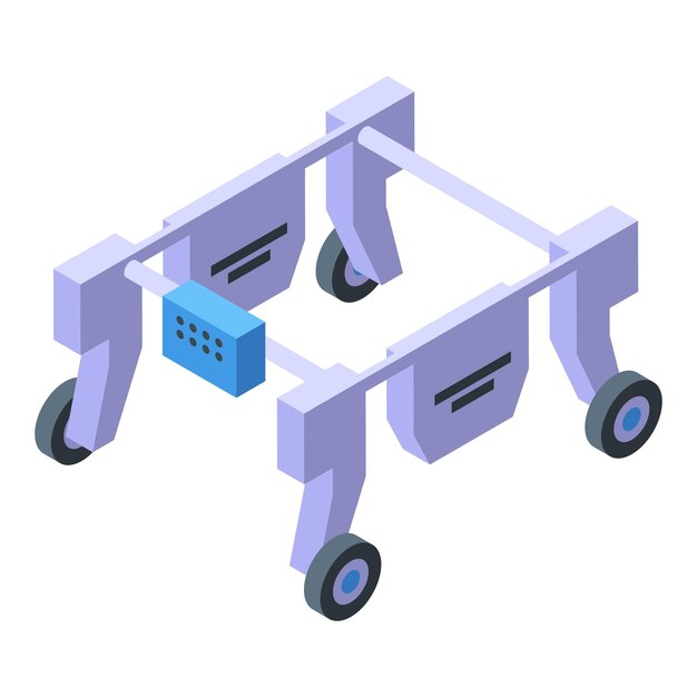 Ilustración isométrica de un robot moderno de cuatro ruedas