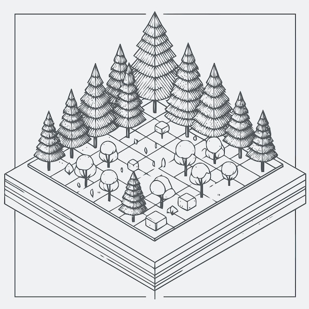 Ilustración isométrica de la selva