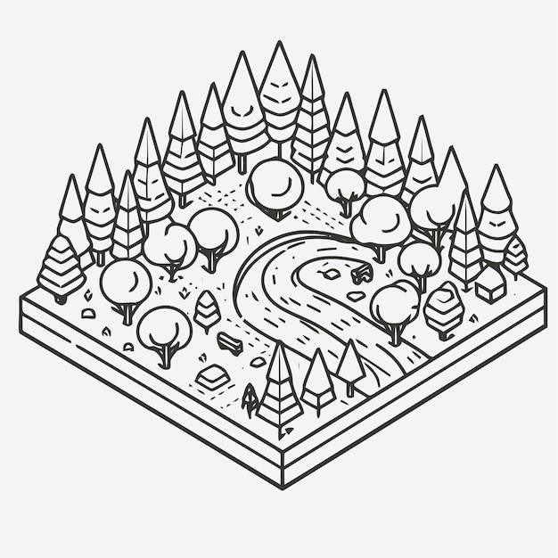 Ilustración isométrica de la selva