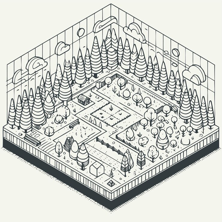 Vector ilustración isométrica de la selva
