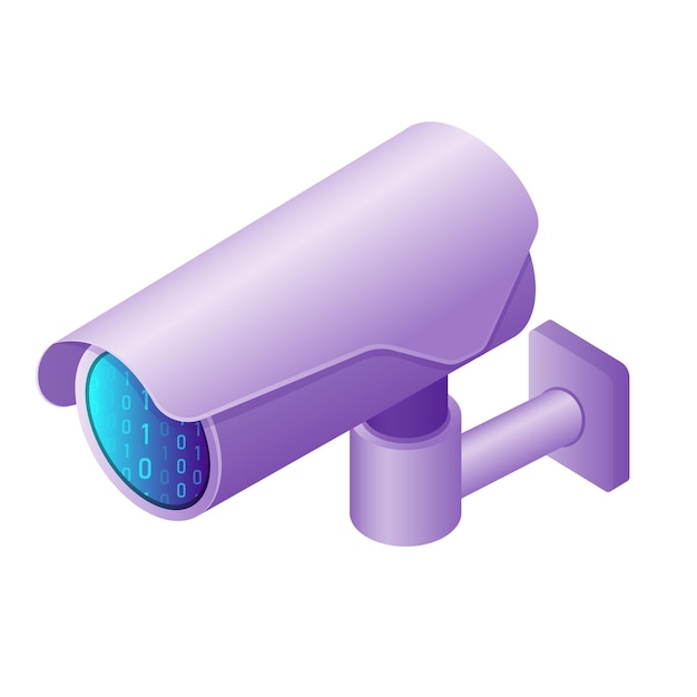 Ilustración isométrica símbolo de tecnología informática cámara de vigilancia digital
