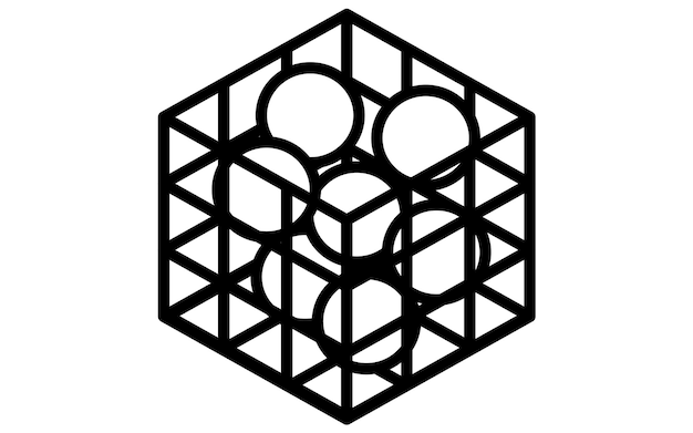 Ilustración isométrica de un simple dibujo de línea de una canasta de organización de pelota de baloncesto