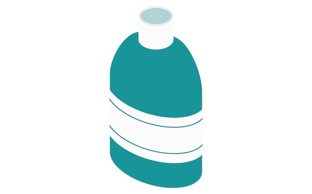 Ilustración isométrica de los suministros de limpieza, el tipo de botella y el detergente