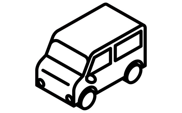 Ilustración isométrica de un vagón ligero con dibujo de líneas simples