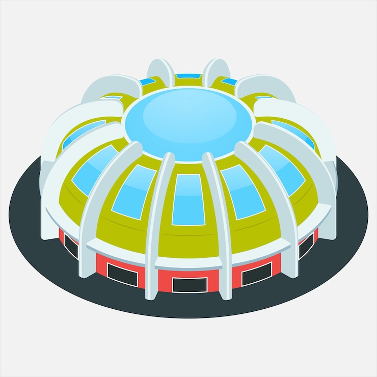 Vector ilustración isométrica de varios estadios deportivos