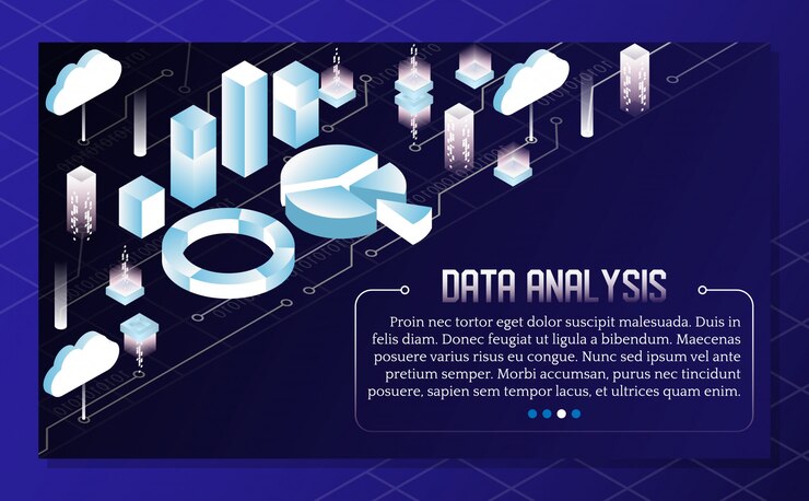 Vector ilustración isométrica del vector de análisis de datos