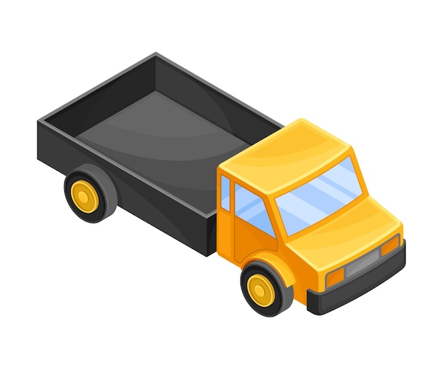 Ilustración isométrica vectorial del camión con lecho de carga para el transporte de cultivos agrícolas