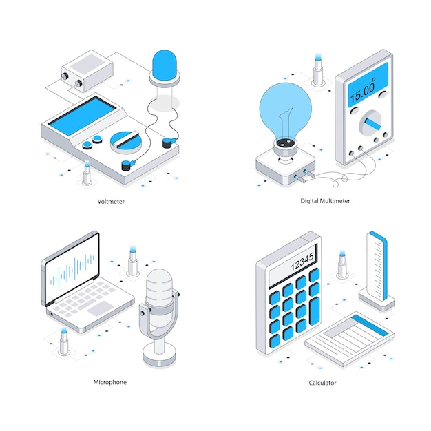 Ilustración isométrica vectorial de dispositivos electrónicos Eps 10 Conjunto de archivos 8